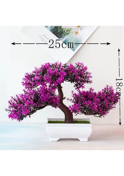 Mor Kırmızı 1 Adet Yapay Bitkiler Bonsai Küçük Ağaç Sahte Bitki Çiçek Saksı Süsler Ev Otel Odası Masa Dekorasyon Bahçe Dekor Için (Yurt Dışından)
