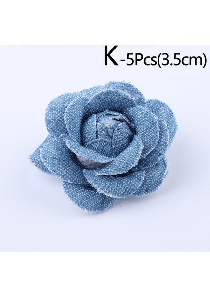 K 5 Adet/grup Mavi Denim Kumaş Çiçek Elbise Şapka Elbise Dekorasyon Çiçek El Yapımı Headdress Zanaat Dıy Saç Aksesuarları Malzemeleri (Yurt Dışından)