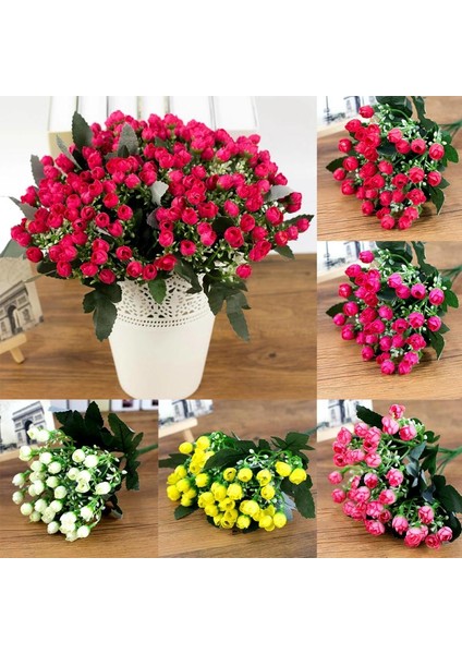 Mor Kırmızı 27 cm 36 Kafaları Yapay Pembe Çiçekler Sahte Buket Noel Düğün Ev Partisi Düğün Dekorasyon Sahte Çiçekler Milan Küçük Tomurcuk Ev Dekor (Yurt Dışından)