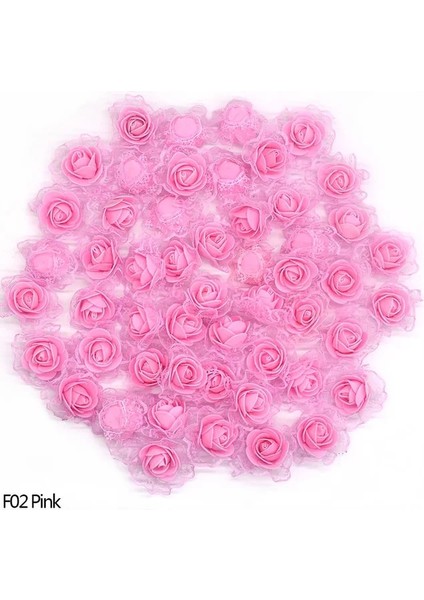 F02-PEMBE 50 Adet 50 Adet Yapay Köpük Dantel Gül Kafaları 3.5 cm Çiçek Dıy Çelenk Ev Düğün Dekorasyon Scrapbooking Çiçekler Sahte Çiçek Kafa (Yurt Dışından)