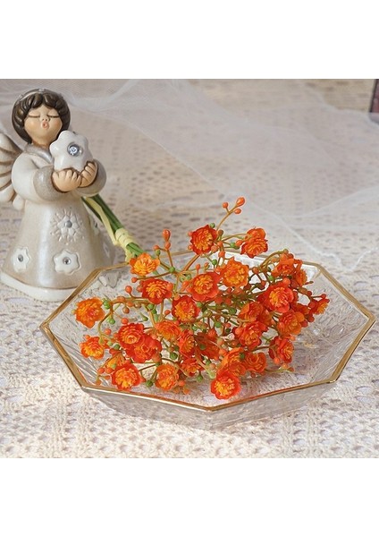 Turuncu 40 Kafa Buket Yapay Plastik Çiçek El Yapımı Babysbreath Sahte Bitki Gypsophila Çiçek Düğün Ev Masa Süsü Için Düzenlemek (Yurt Dışından)