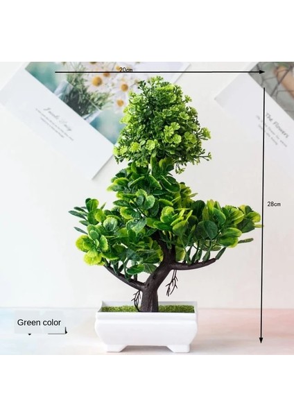 Si Ji Shu Saksı ile Yeşil Bitkiler Yeni Yeşil Yapay Bitkiler Bonsai Küçük Ağaç Çim Çiçek Saksı Bonsai Cadılar Bayramı Düğün Noel Partisi Ev Ofis Dekoru (Yurt Dışından)