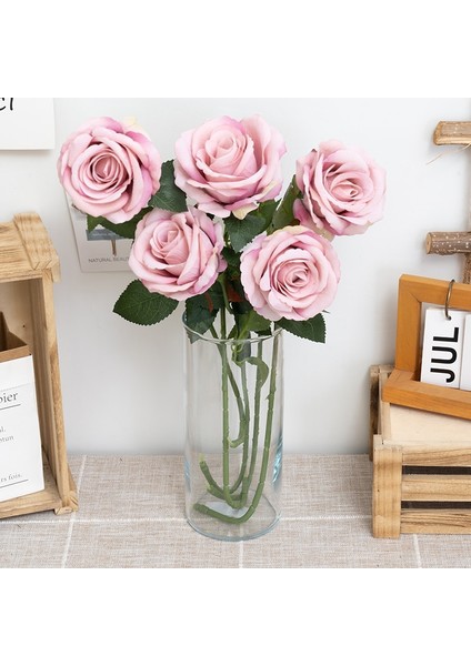 5 Adet Güzel Ipek Yapay Gül Çiçek Düğün Ev Masa Süsü Uzun Buket Düzenleme Sahte Bitki Sevgililer Günü Hediyeleri (Yurt Dışından)