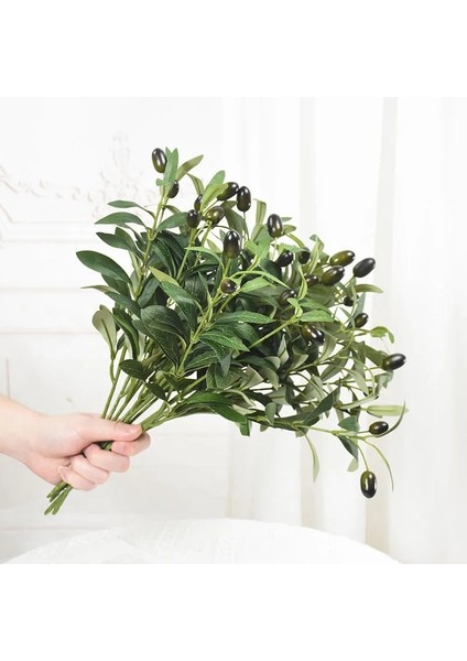 Zeytin Dalı 1 Adet 1/3 Adet Yapay Zeytin Yaprakları Ağaç Dalı Yeşil Bitki Ev Bahçe Vazo Dekorasyon Için Meyve ile Düğün Buket Ipek Çiçekler (Yurt Dışından)