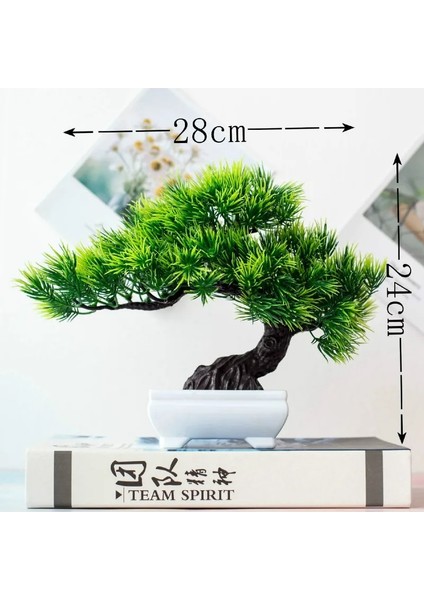 Si Ji Shu Saksı ile Yeşil Bitkiler Yeni Yeşil Yapay Bitkiler Bonsai Küçük Ağaç Çim Çiçek Saksı Bonsai Cadılar Bayramı Düğün Noel Partisi Ev Ofis Dekoru (Yurt Dışından)