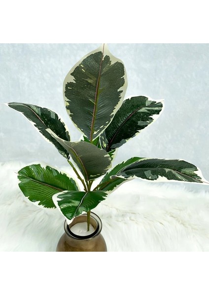 Saksısız F 43 cm 9 Yaprak Yapay Bitkiler Şube Sahte Ficus Ağacı Plastik Banyan Yaprakları Ev Odası Masaüstü Dekor Için Kauçuk Küçük Meşe Yeşillik (Yurt Dışından)