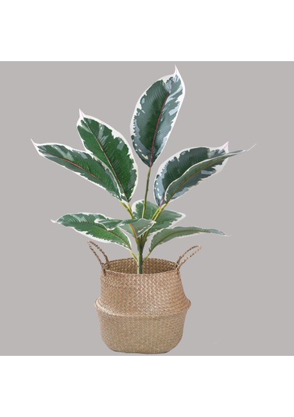 Saksısız F 43 cm 9 Yaprak Yapay Bitkiler Şube Sahte Ficus Ağacı Plastik Banyan Yaprakları Ev Odası Masaüstü Dekor Için Kauçuk Küçük Meşe Yeşillik (Yurt Dışından)