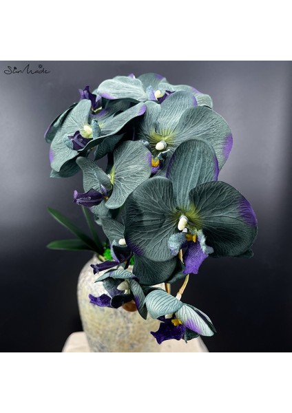 Gri Yeşil Sunmade 10 Kafaları Büyük Yapay Orkide Kelebek Orkide Ev Düğün Dekorasyon Ipek Yapay Çiçekler Flores Artificales (Yurt Dışından) fırsatları