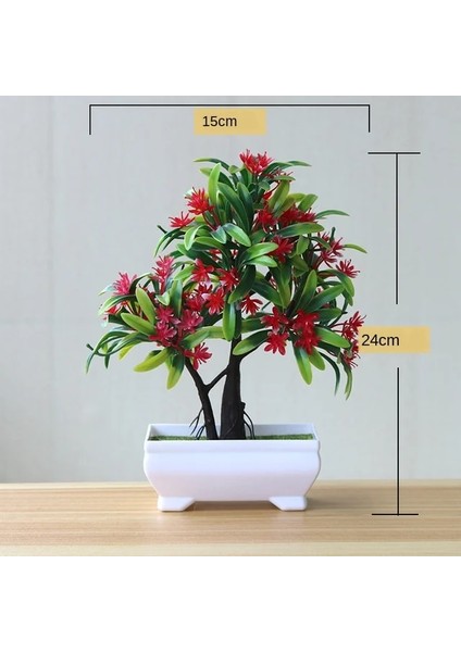 Xuyuanshu Kırmızı Yeni 1 Adet Büyüleyici Yapay Bitki Bonsai Simülasyon Küçük Ağaç Pot Bitki Saksı Parti Düğün Dekor Dıy Ev Gereçleri Sahte Bitki (Yurt Dışından)