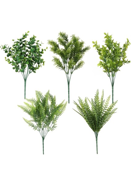 DS001 5/7 Çatal Yapay Bitkiler Simülasyon Çim Plastik Eğrelti Otları Yeşil Yapraklar Sahte Çiçek Bitki Düğün Ev Dekorasyon Masa Dekorları (Yurt Dışından)