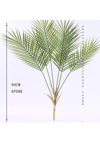 80 cm 6 Çatal 60-123 cm Yapay Palmiye Ağacı Sahte Bitkiler Plastik Yaprak Sahte Ağaç Ev Düğün Bahçe Zemin Oturma Odası Süslemeleri (Yurt Dışından)