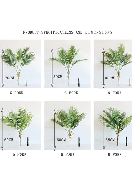 80 cm 6 Çatal 60-123 cm Yapay Palmiye Ağacı Sahte Bitkiler Plastik Yaprak Sahte Ağaç Ev Düğün Bahçe Zemin Oturma Odası Süslemeleri (Yurt Dışından) indirimleri