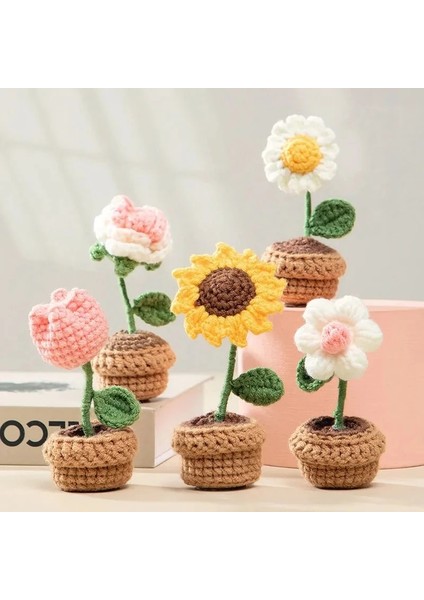 S10 Tığ Işi Çiçek Tığ Işi Çiçek Tuilp Papatya Yapay Çiçekler El-Örme Çiçek Ev Yapımı Tığ Örme Çiçek Araba Ev Masaüstü Dekorasyonu (Yurt Dışından) fiyatları