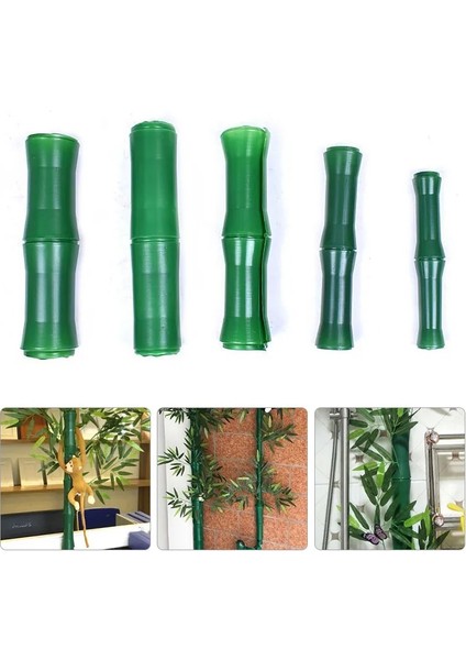 Plastik Ağaç Kabuğu Simülasyon Bambu Kabuğu Tüp Yeşil Plastik Yapay Bambu Klima Isıtma Gaz Borusu Dekorasyon Ofis Ev Dekor (Yurt Dışından)