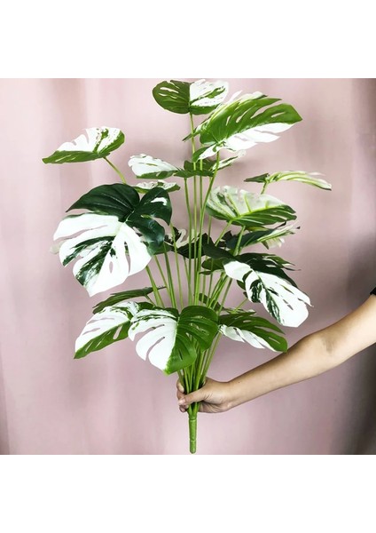 B 65CM 18 Yapraklar 75CM 24FORK Sahte Bitkiler Büyük Yapay Monstera Ağacı Şubesi Plastik Tropikal Palmiye Yanlış Kaplumbağa Yaprağı Ev Bahçe Odası Dekor Için (Yurt Dışından)