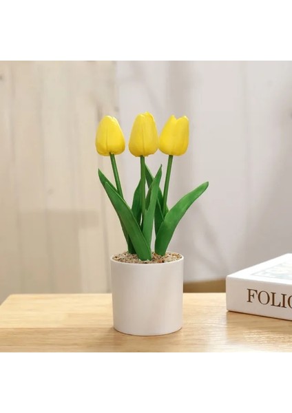 25 cm Yapay Gül Çiçek Bonsai Sahte Bitkiler Plastik Saksı Bitki Ev Masaüstü Simüle Dekor Oturma Odası Süs Sahte Ağaç (Yurt Dışından)