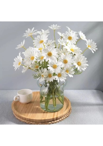 Beyaz 3 Adet 5 Kafa 50 cm Papatya Yapay Çiçekler Plastik Sahte Buketler Ev Dekor Bahçe Düğün Dekorasyon Vazo Aksesuarları Için Düzenleme (Yurt Dışından) fırsatları