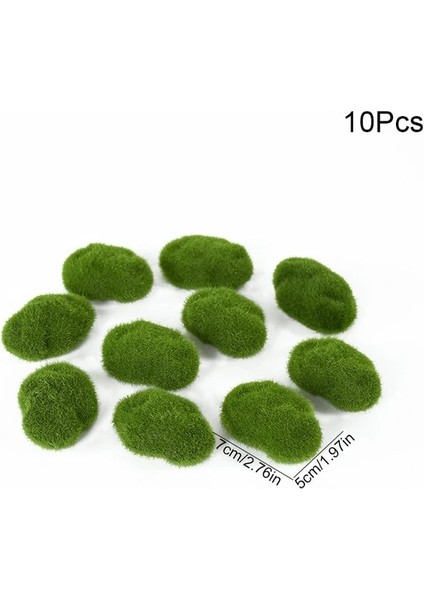 7x5 cm 10 Adet Yapay Yosun Kayalar Topu Sahte Yeşil Bitki Ev Bahçe Saksı Dekorasyon Mikro Peyzaj Dıy El Sanatları (Yurt Dışından)