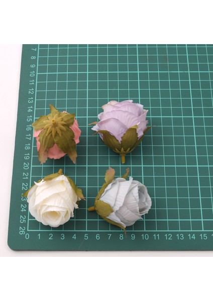 Açık Pembe 50 Adet 50 Adet 4 cm Beyaz Gül Tomurcuk Yapay Ipek Çiçek Başları Düğün Dekorasyon Dıy Çelenk Scrapbooking Craft Sahte Çiçekler (Yurt Dışından)