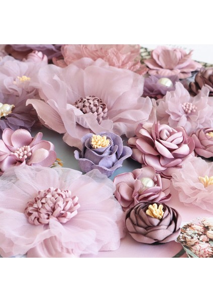 Stil 8 10 Adet Mor Serisi Saten Şifon Kumaş Yapay Çiçekler Düğün Elbisesi Giyim Şapka Dekorasyon Headdress Kafa Bandı Çiçek (Yurt Dışından) indirimleri