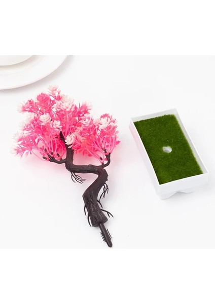 Pembe Plastik Yapay Bitkiler Bonsai Ev Odası Masa Dekorasyon Küçük Ağaç Saksı Sahte Bitki Çiçekler Saksı Bahçe Balkon Süsleri (Yurt Dışından)