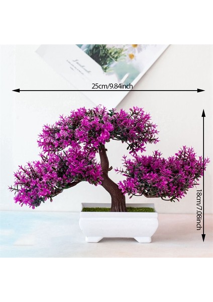 Pembe Plastik Yapay Bitkiler Bonsai Ev Odası Masa Dekorasyon Küçük Ağaç Saksı Sahte Bitki Çiçekler Saksı Bahçe Balkon Süsleri (Yurt Dışından)