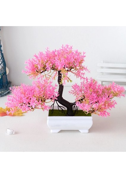 Pembe Plastik Yapay Bitkiler Bonsai Ev Odası Masa Dekorasyon Küçük Ağaç Saksı Sahte Bitki Çiçekler Saksı Bahçe Balkon Süsleri (Yurt Dışından)