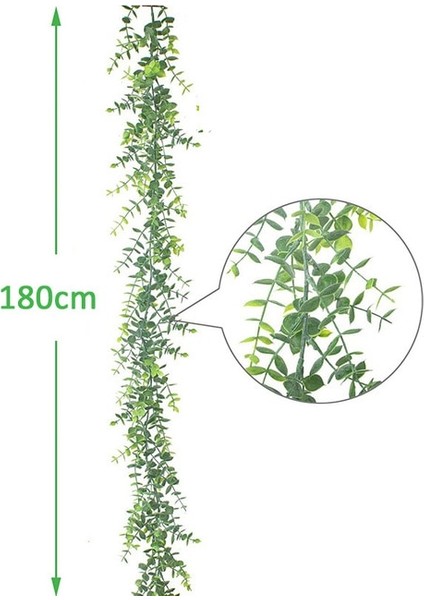 Açık Yeşil 180 cm Yapay Okaliptüs Çelenk Asma Duvar Asılı Sahte Yeşil Bitki Düğün Ev Gardan Dekorasyon Için Yeşil Bitki Lvy (Yurt Dışından)