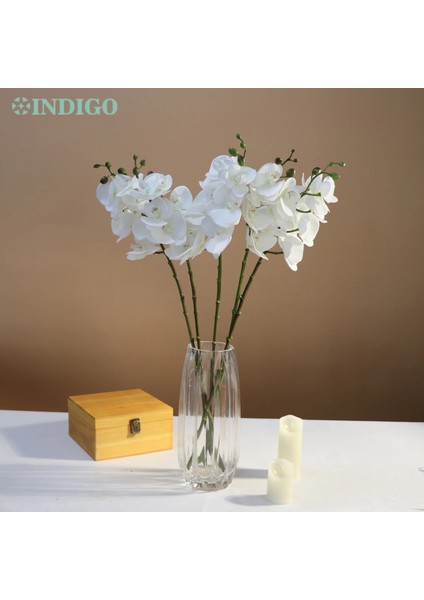 Gök Mavisi Kırmızı Phalaenopsis 70/78/90 cm Güve Orkide 3D Gerçek Dokunmatik Yaprakları Dekorasyon Düğün Kelebek Çiçek Çiçek Ev Partisi - Indıgo (Yurt Dışından) modelleri