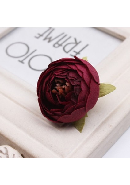 Bordo 10 Adet/grup 5 cm Mini Gül Şakayık Kafa Ipek Yapay Çiçek Düğün Ev Dekorasyon Için Dıy Çelenk Karalama Defteri Hediye Kutusu Zanaat Çiçek (Yurt Dışından)