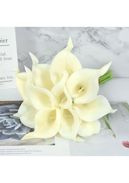 10 Adet 37 cm Beyaz Pu Sahte Çiçek Yapay Calla Lily Ev Dekor Için Düğün Gelin Buketi Ev Masa Çiçek Buket Dekor 10/5 Adet (Yurt Dışından)