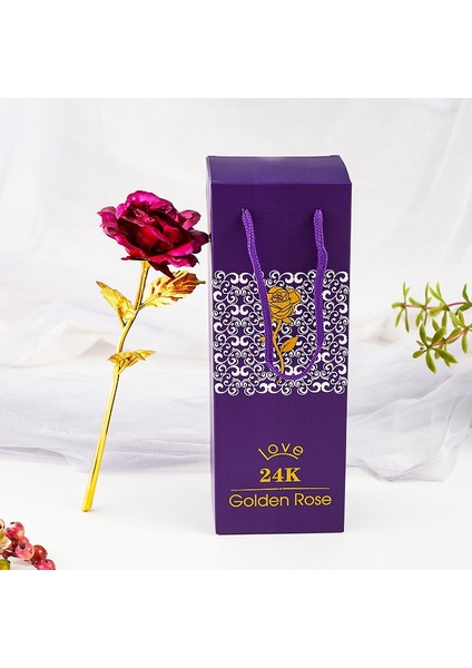 Tabanı ile Mavi Yapay Altın Çiçekler 24K Folyo Kaplama Gül Eşi Evlilik Anneler Günü Için Sevgililer Günü Hediyesi Sonsuza Kadar Aşk Altın Güller (Yurt Dışından)