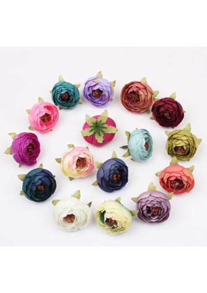 Bordo 10 Adet/grup 5 cm Mini Gül Şakayık Kafa Ipek Yapay Çiçek Düğün Ev Dekorasyon Için Dıy Çelenk Karalama Defteri Hediye Kutusu Zanaat Çiçek (Yurt Dışından)