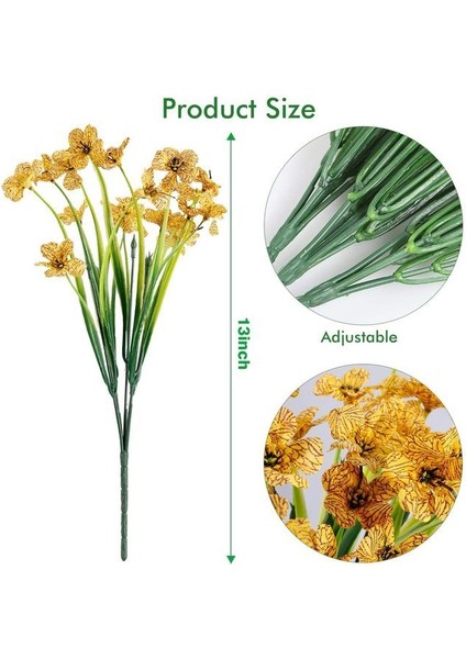 B Sarı Sahte Yapay Çiçekler Dekorasyon Için Açık Uv Dayanıklı Solmaz Sahte Plastik Bitkiler Bahçe Sundurma Pencere Mutfak Ofis Masası (Yurt Dışından)