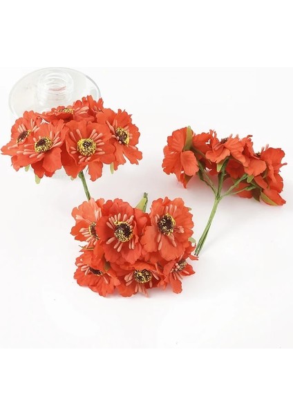 Turuncu 6 Adet/grup Yapay Papatya Stamens Çiçek Buketi Sahte Çiçekler Ev Dekor Düğün Dekorasyon Scrapbooking Craft Aksesuarları Için (Yurt Dışından)