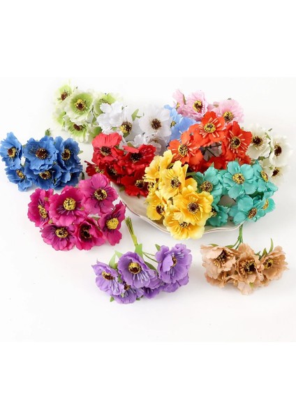 Turuncu 6 Adet/grup Yapay Papatya Stamens Çiçek Buketi Sahte Çiçekler Ev Dekor Düğün Dekorasyon Scrapbooking Craft Aksesuarları Için (Yurt Dışından) modelleri