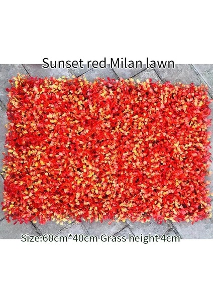 Gün Batımı Kırmızı Yapay Bitki Duvar Çim 40X60CM Plastik Suni Çim Ev Bahçe Mağaza Alışveriş Merkezi Ev Dekorasyonu Yeşil Halı Çim (Yurt Dışından)