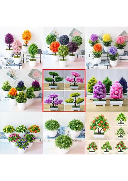 Songzhen Mor Kırmızı Yapay Bitkiler Bonsai Küçük Ağaç Simülasyon Saksı Bitkileri Sahte Çiçekler Masa Saksı Süsler Ev Dekorasyon Otel Bahçe Dekor (Yurt Dışından)