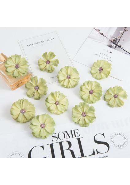 Renk 14 50 Adet 4.5 cm Ipek Papatya Kafası Mını Ev Düğün Dekorasyon Dıy Karalama Defteri Sahte Bitki Noel Çelenk Headdress Yapay Çiçekler (Yurt Dışından)