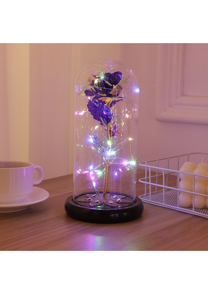 000-MAVI 2020 LED Magic Galaxy Rose Ebedi 24K Altın Folyo Çiçek Kubbe Peri Dize Işıklar Noel Sevgililer Günü Anneler Günü Hediyesi (Yurt Dışından) modelleri