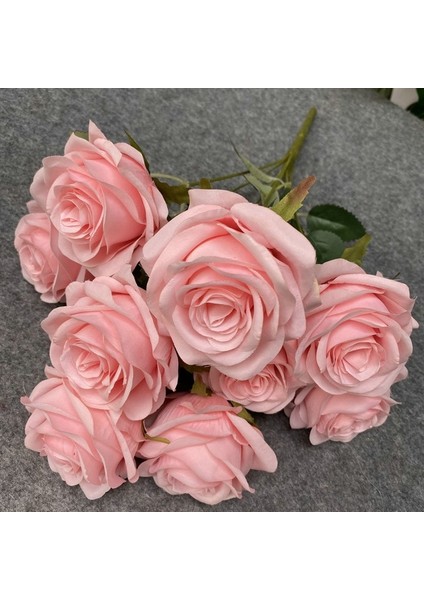 Derin Pembe Yapay Pembe Gül Sahte Çiçek Düğün Gelin Buketi Fotoğraf Sahne Ev Bahçe Dekorasyonu Simülasyon Ipek Gül Buketi (Yurt Dışından)