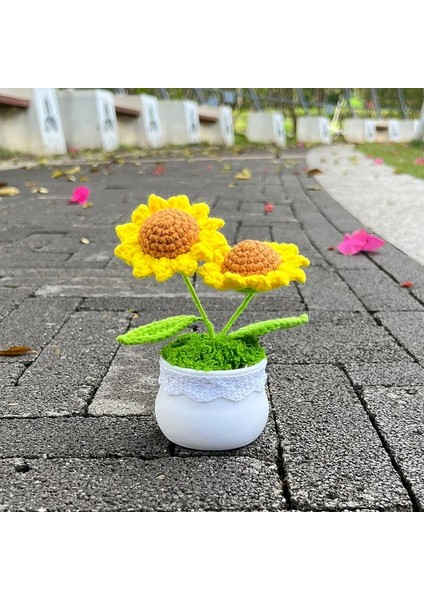 Calla Zambak Tığ Ayçiçeği Saksı Bitki, Sahte Çiçek Bonsai, Gül, Kaktüs, Antoryum, Calla, Yonca, Lale, Papatya, Ev Masası Dekoru Için Dokuma Hediye (Yurt Dışından)