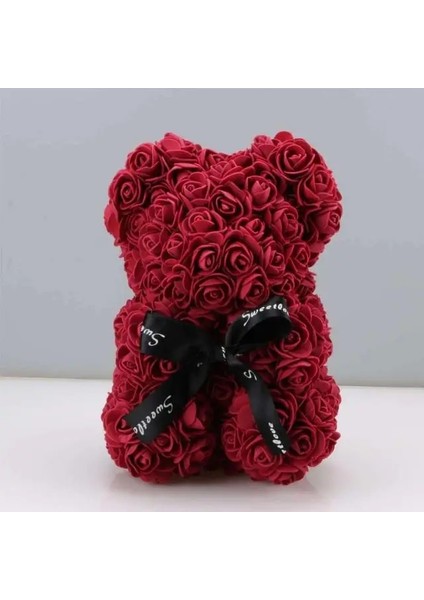 Bordo 25 cm Gül Ayı Yapay Çiçekler Ayı ile Noel Sevgililer Günü Hediyesi Doğum Günü Hediyesi Düğün Parti Için (Yurt Dışından)