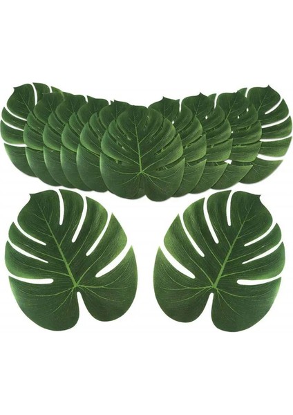 05 6 Adet Yapay Palmiye Yaprakları Tropikal Monstera Sahte Bitki Hawaii Parti Malzemeleri Için Büyük Yeşil Yaprak Masa Duvar Dekorasyonu (Yurt Dışından)
