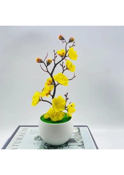 Sarı Bonsai Ipek Çiçekler Erik Çiçekleri Yapay Bitki Sahte Çiçekler Pot Flores Sakura Ağacı Dalları Ev Odası Dekorasyon (Yurt Dışından)