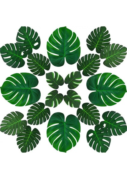 05 6 Adet Yapay Palmiye Yaprakları Tropikal Monstera Sahte Bitki Hawaii Parti Malzemeleri Için Büyük Yeşil Yaprak Masa Duvar Dekorasyonu (Yurt Dışından)