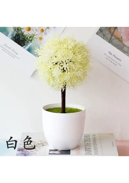 51 Sümbül Beyaz Kiraz Kartopu Simülasyon Bitki Saksı Çim Topu Bonsai Küçük Ağaç Ev Dekorasyon Çiçek Süsler Yaratıcı Mini Top (Yurt Dışından)