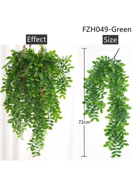 FZH049-GREEN Yapay Saksı Turp Yaprağı Rattan Yeşil Yaprak Tavan Vine Sahte Fern Asılı Sepet Dekor Için Duvar Moss Için Düşen Bitki (Yurt Dışından)