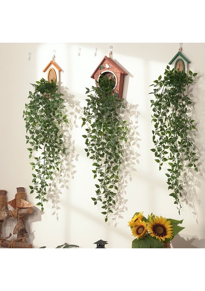 FZH049-GREEN Yapay Saksı Turp Yaprağı Rattan Yeşil Yaprak Tavan Vine Sahte Fern Asılı Sepet Dekor Için Duvar Moss Için Düşen Bitki (Yurt Dışından)