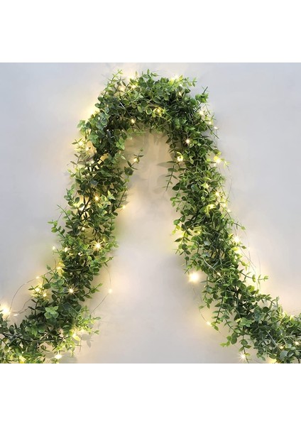 Karanlıkta Parlayan Duvar Asılı Yapay Bitki Asma Süslemeleri Ev Bahçe Dekor Için LED 180 cm Sahte Okaliptüs Ivy Garland (Yurt Dışından) modelleri